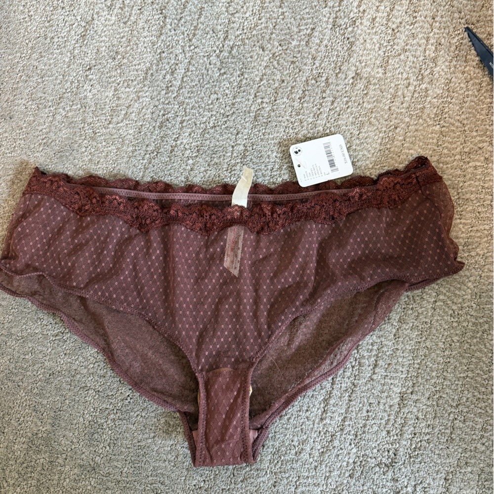 Free People Brown Lace Trim Panties